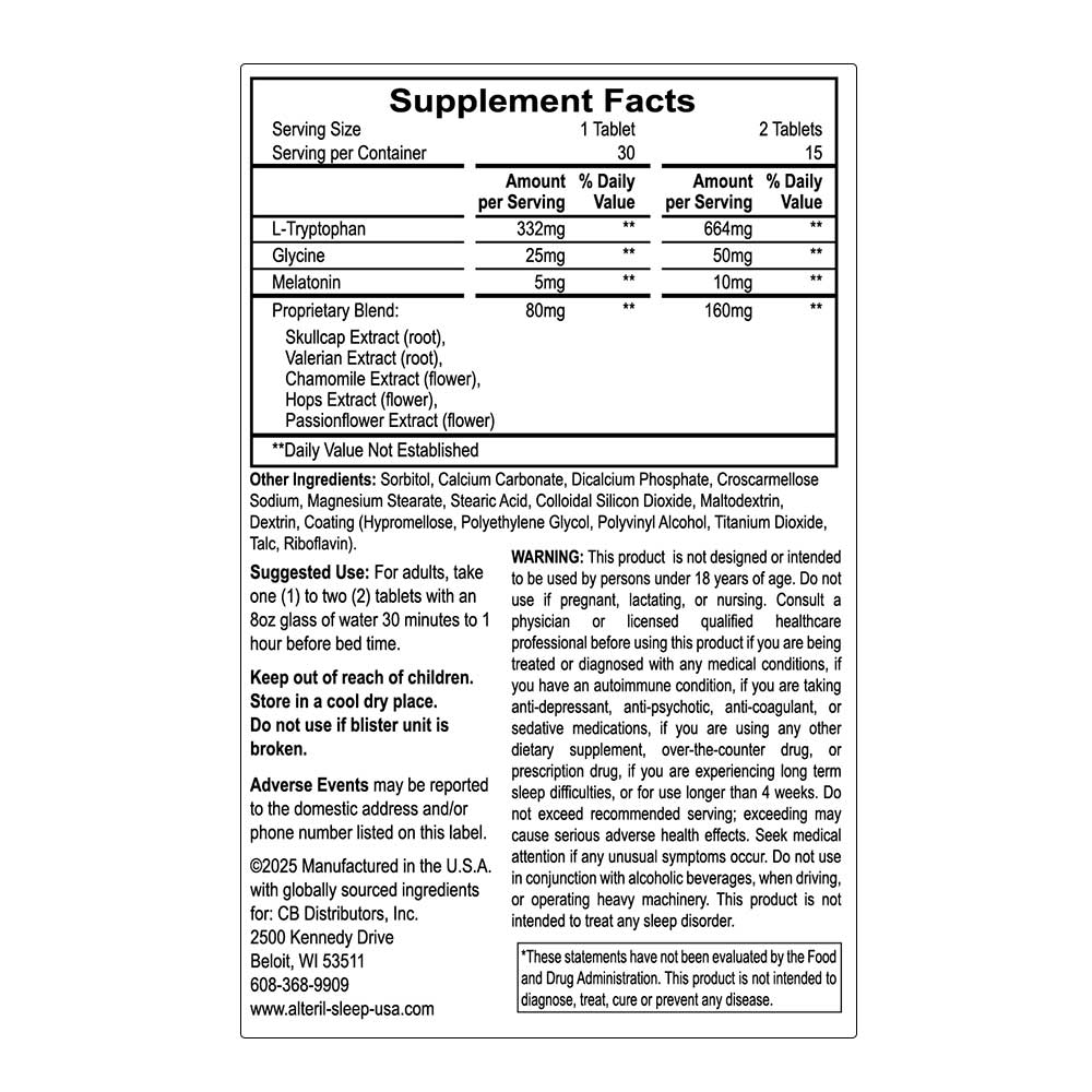 30 ct tablets facts label back panel