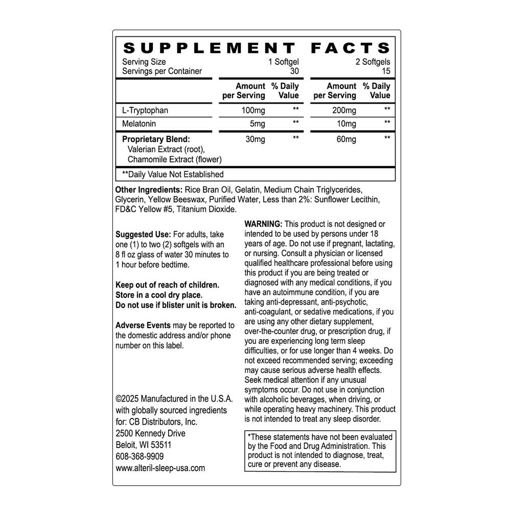 30 ct softgels facts label back panel